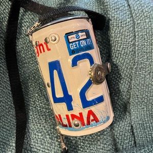 Metal license plate mini purse.